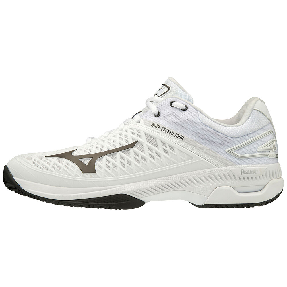 Mens Mizuno Wave Exceed Tour 4 CC Tennis Shoes White/Black Philippines (DHTCIX507)